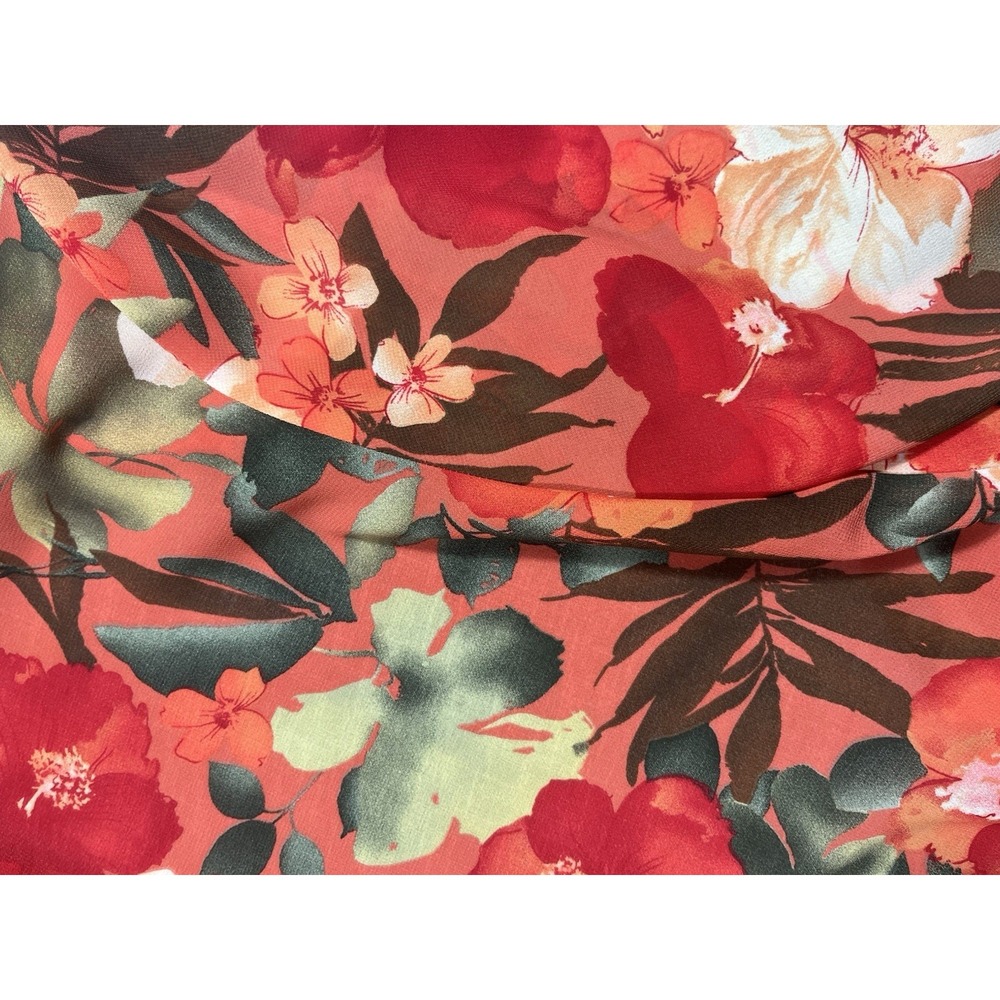 Drapers & Damon's Women's L Multicolor Floral Chiffon Collared Button-Up Blouse - Picture 8 of 9